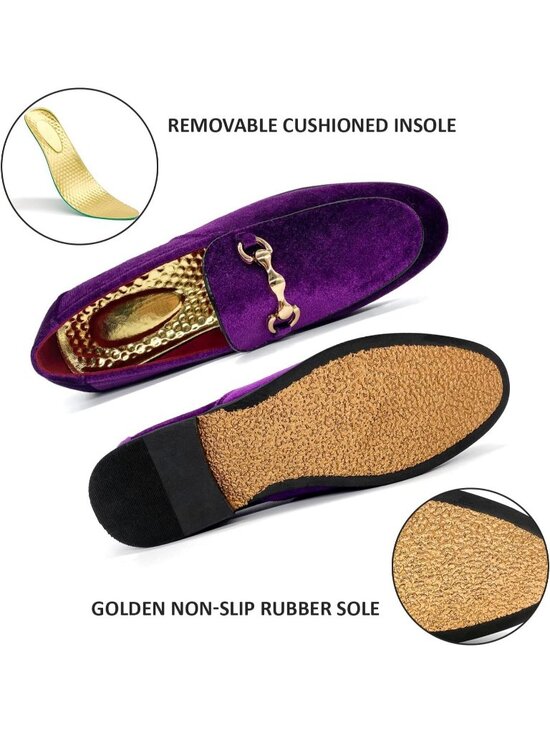 Men\'s Purple Rubber Velvet Loafers Glitter Suede Slipper Slip-On Tuxedo Shoes main image 4